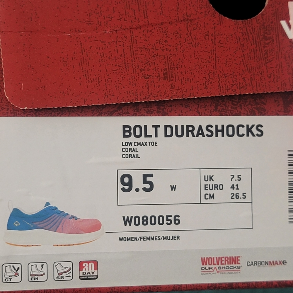 Wolverine Women's Bolt Durashock Carbonmax Toe Sneakers Lace Up Shoes size 9.5 W - Picture 8 of 8